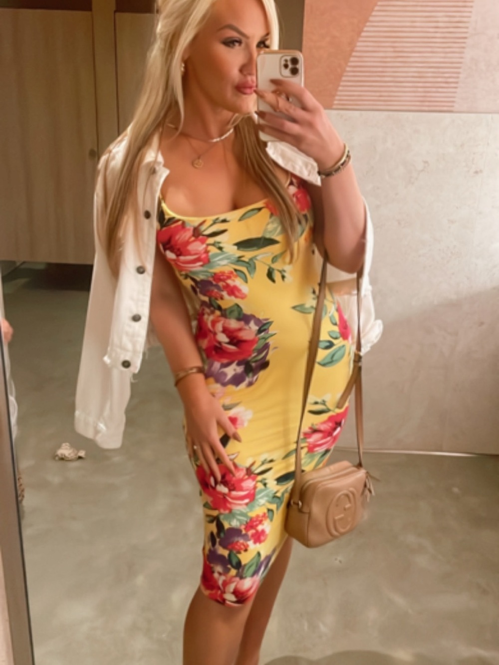 JLUXLABEL Women's Yellow Floral Slip Dress